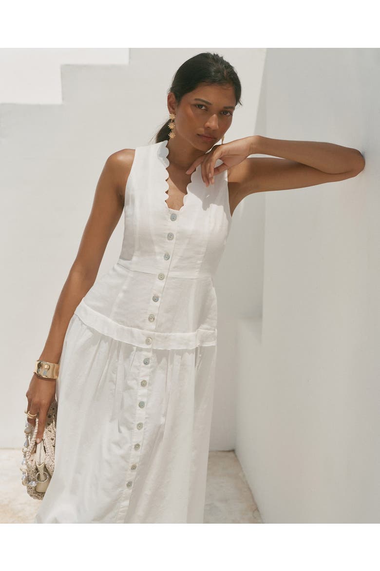Ramie Drop Waist Maxi Dress, Alternate, color, Ivory