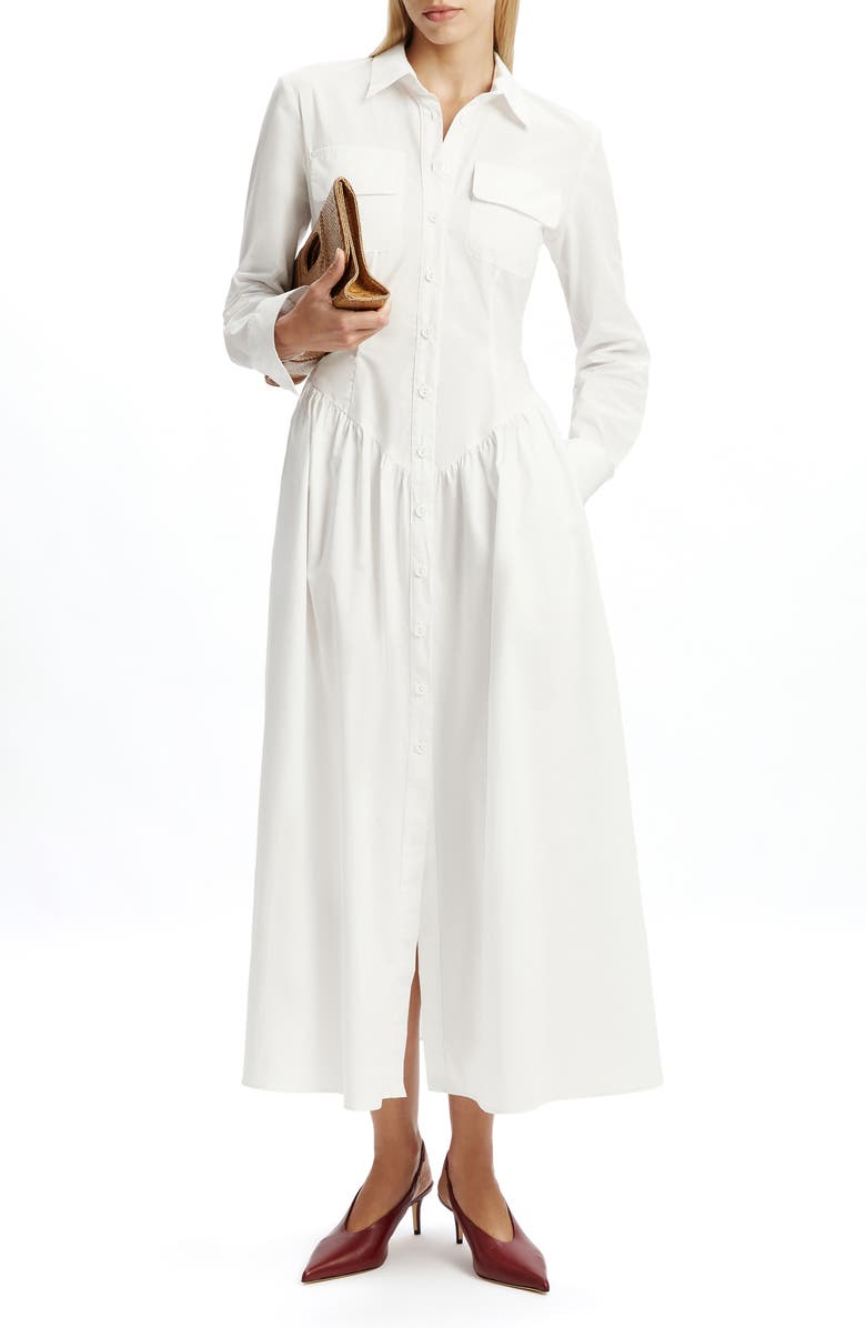 Bardot Agatha Fitted Long Sleeve Shirtdress, Main, color, Orchid White