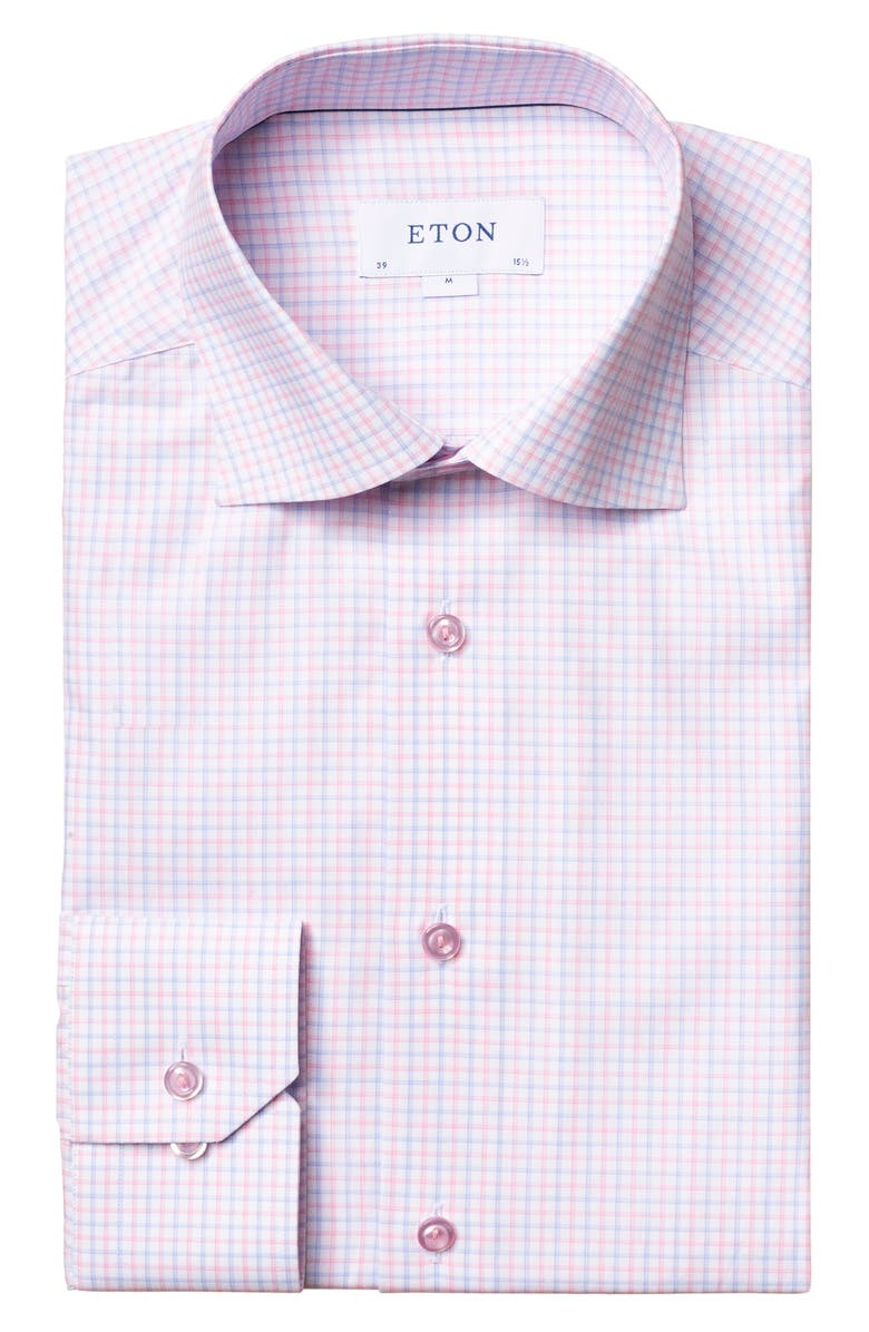 Eton Slim Fit Check Dress Shirt, Alternate, color, 