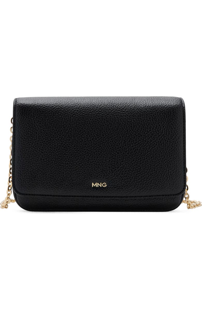 MANGO Small Faux Leather Crossbody Bag, Main, color, Black