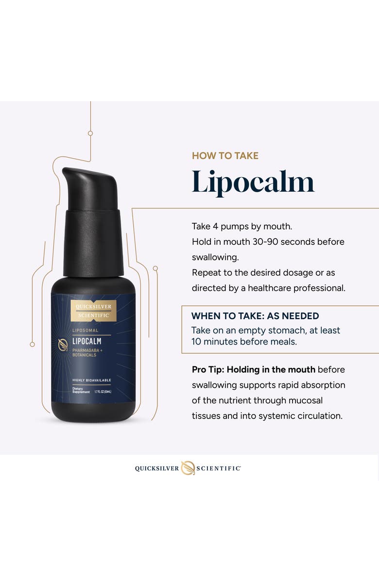 Quicksilver Scientific LipoCalm Liposomal PharmaGABA Chamomile Passionflower and Skullcap Supplement, Alternate, color, NO COLOR