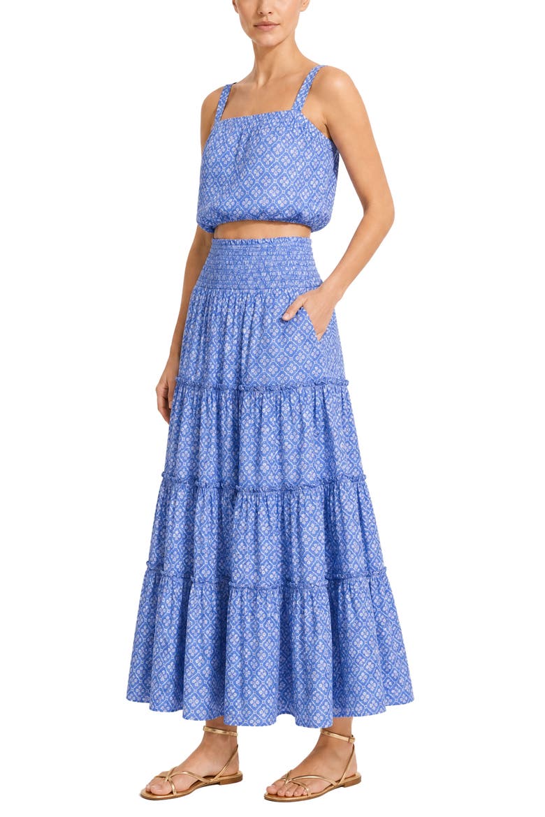 Dani Bubble Crop Top, Alternate, color, Meridien Breeze