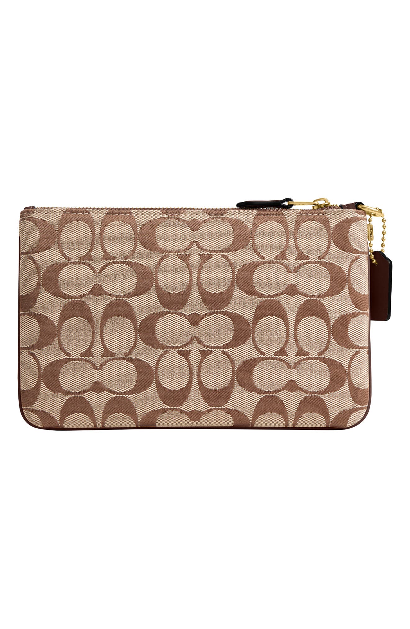 Signature Jacquard Essential Small Wristlet, Alternate, color, B4/ KHAKI MAPLE