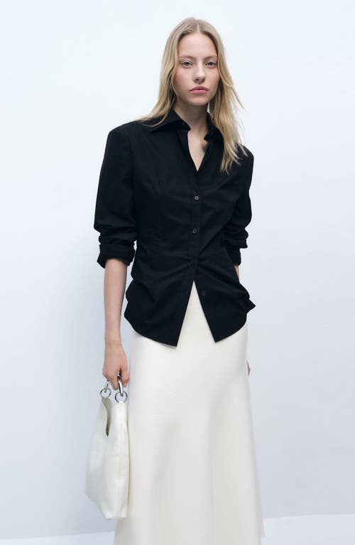 Mango Knit Midi Flare Skirt In Ecru