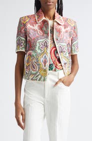 Etro Paisley Short Sleeve Crop Jacket