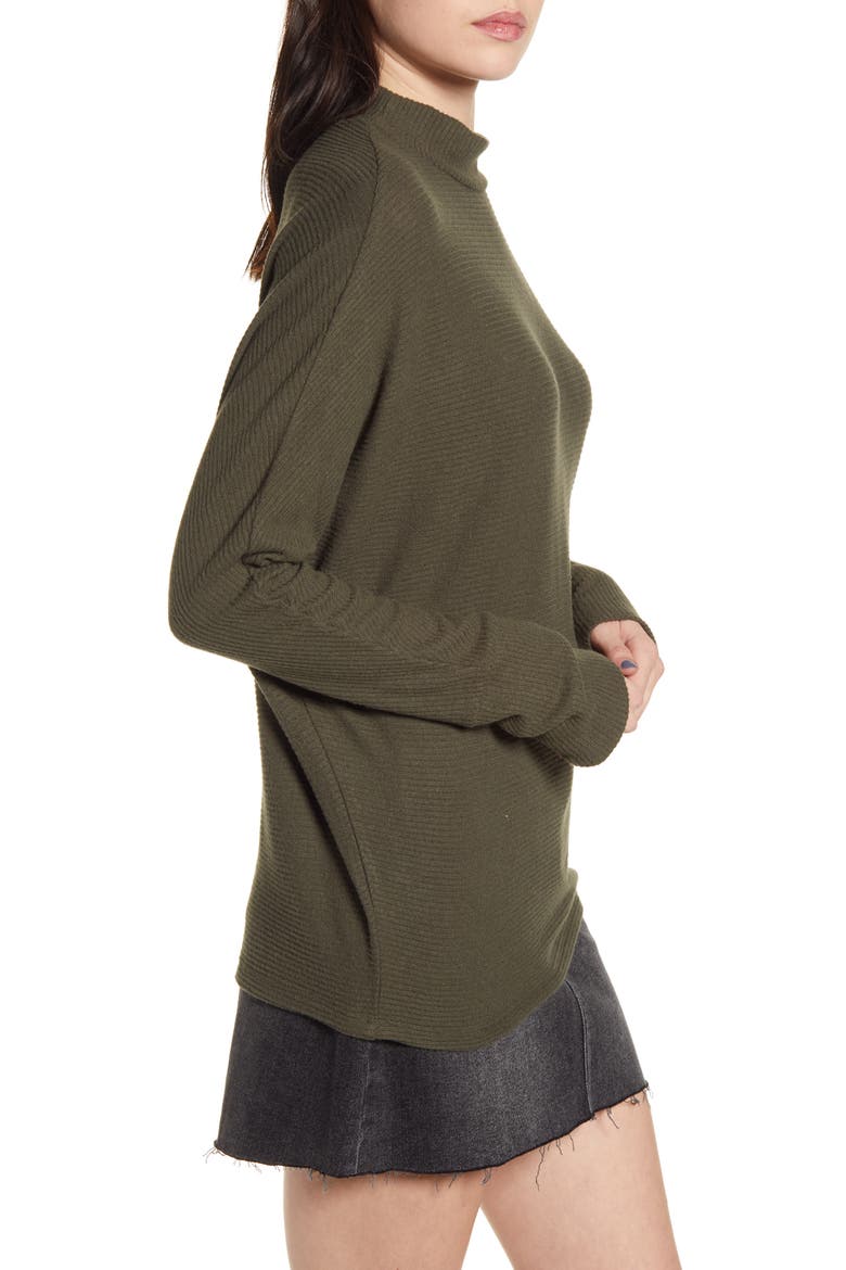 Dolman Sleeve Ribbed Top, Alternate, color, GREEN FOREST
