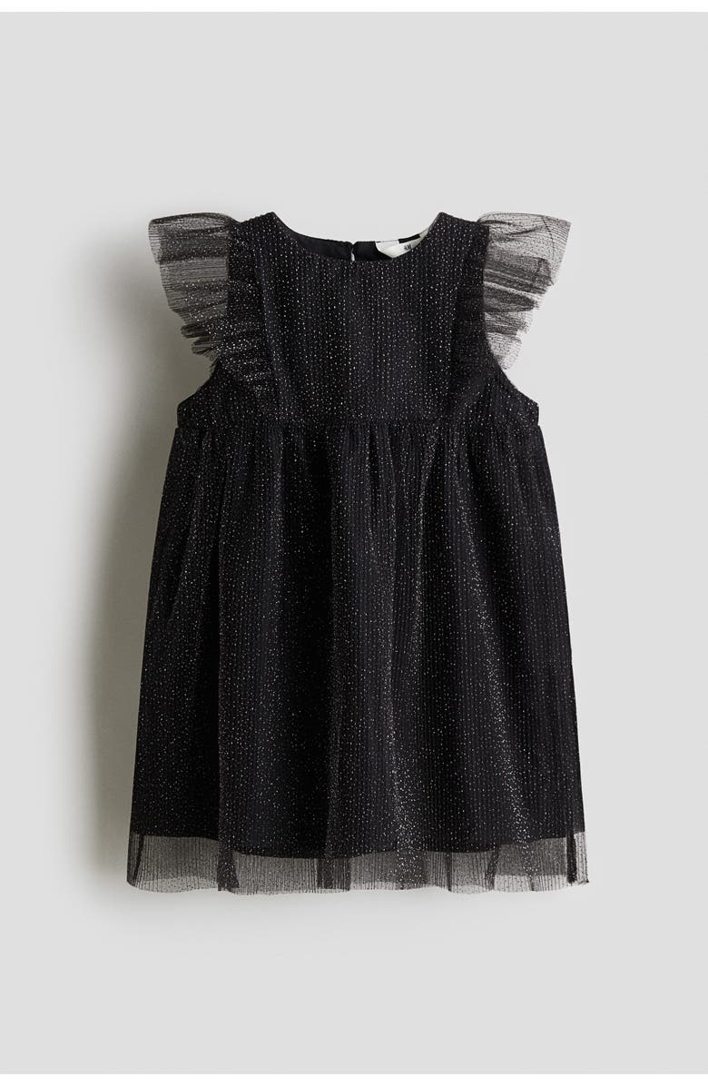 H&M Flounced Tulle Dress, Alternate, color, Black
