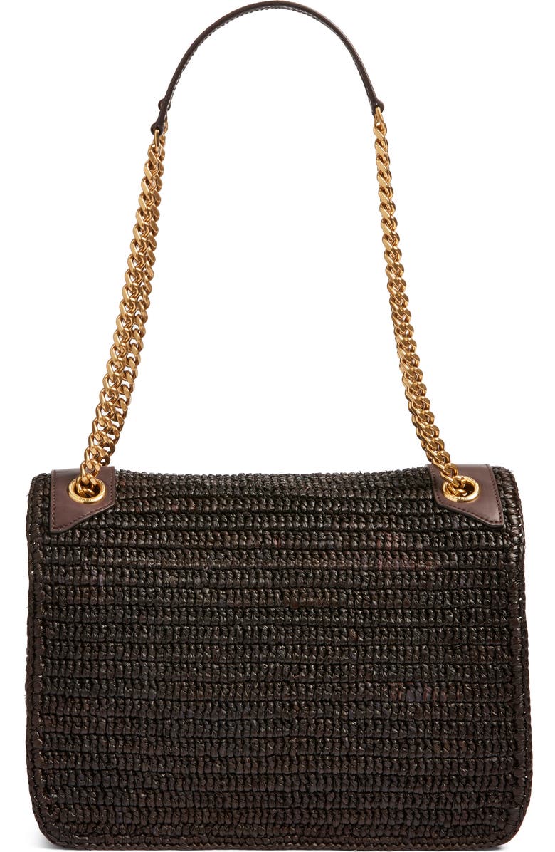 Saint Laurent Medium Niki Woven Raffia Shoulder Bag, Alternate, color, Chocolate Truffle