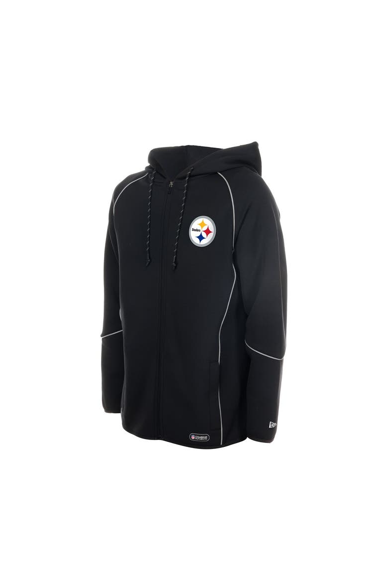 Men's New Era  Black Pittsburgh Steelers Combine Authentic Raglan Full-Zip Hoodie, Alternate, color, Black