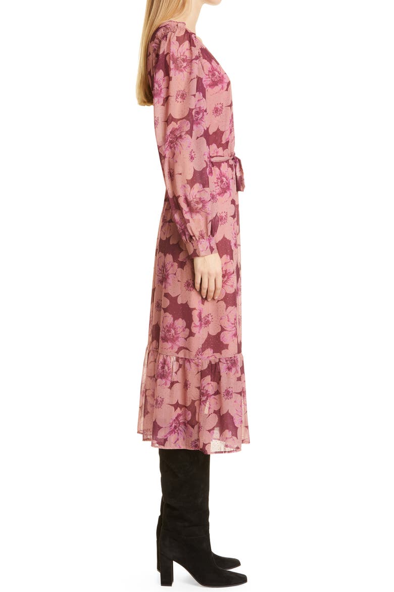 Aloe Long Sleeve Midi Wrap Dress, Alternate, color, MUTED MAUVE MULTI