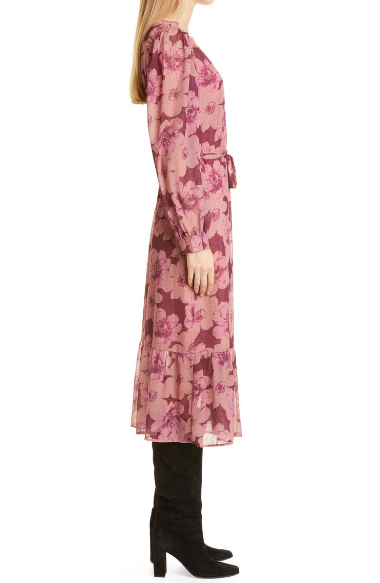 PAIGE Aloe Long Sleeve Midi Wrap Dress, Alternate, color, 