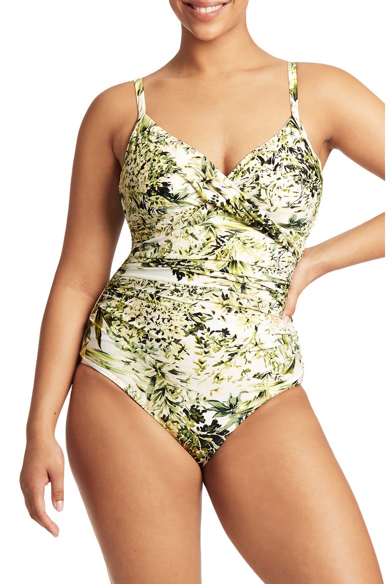 Twist Front DD- & E-Cup Underwire One-Piece Swimsuit, Main, color, WHITE