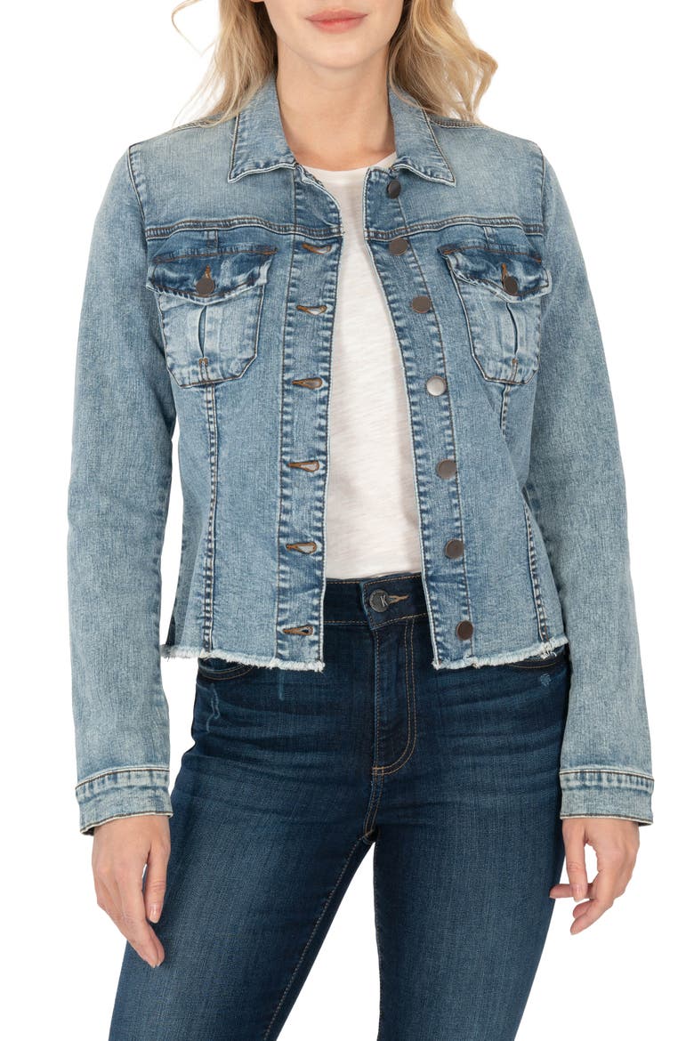 Kara Frayed Denim Jacket, Main, color, STANDARD