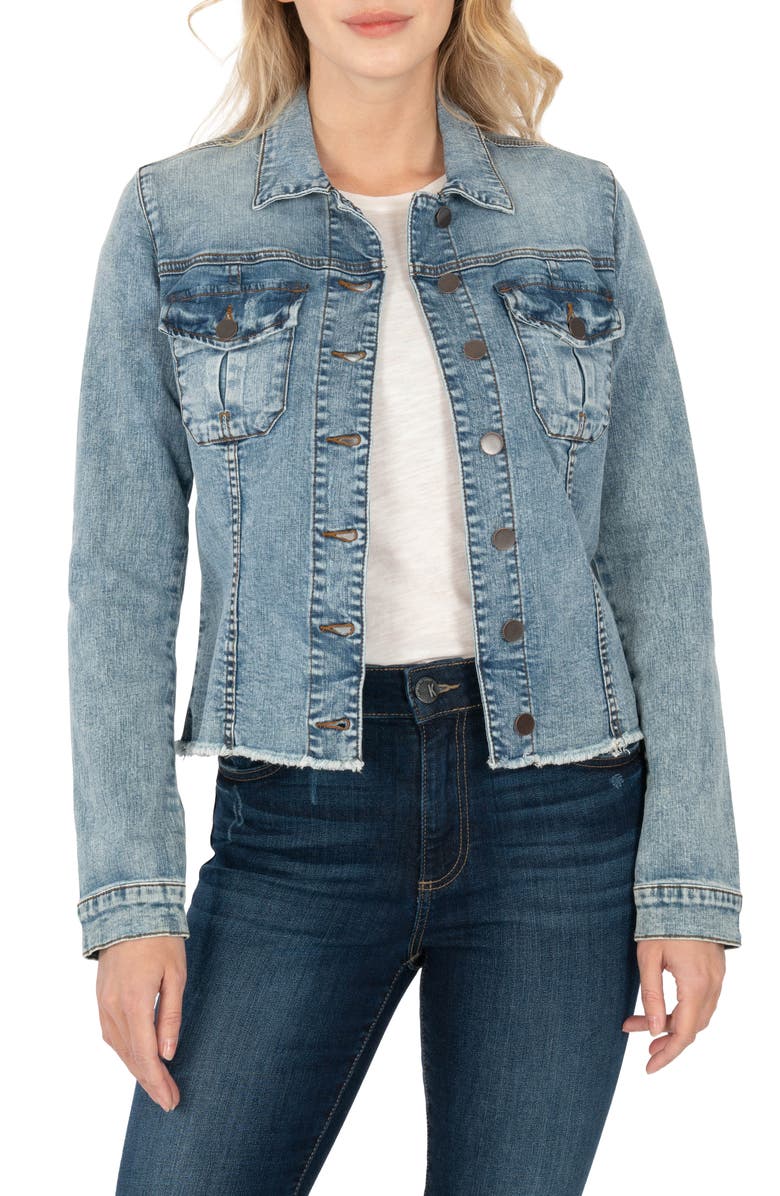 KUT from the Kloth Kara Frayed Denim Jacket, Main, color,