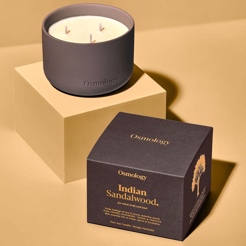 Indian Sandalwood Scented Triple Wick Candle - Thumbnail 5