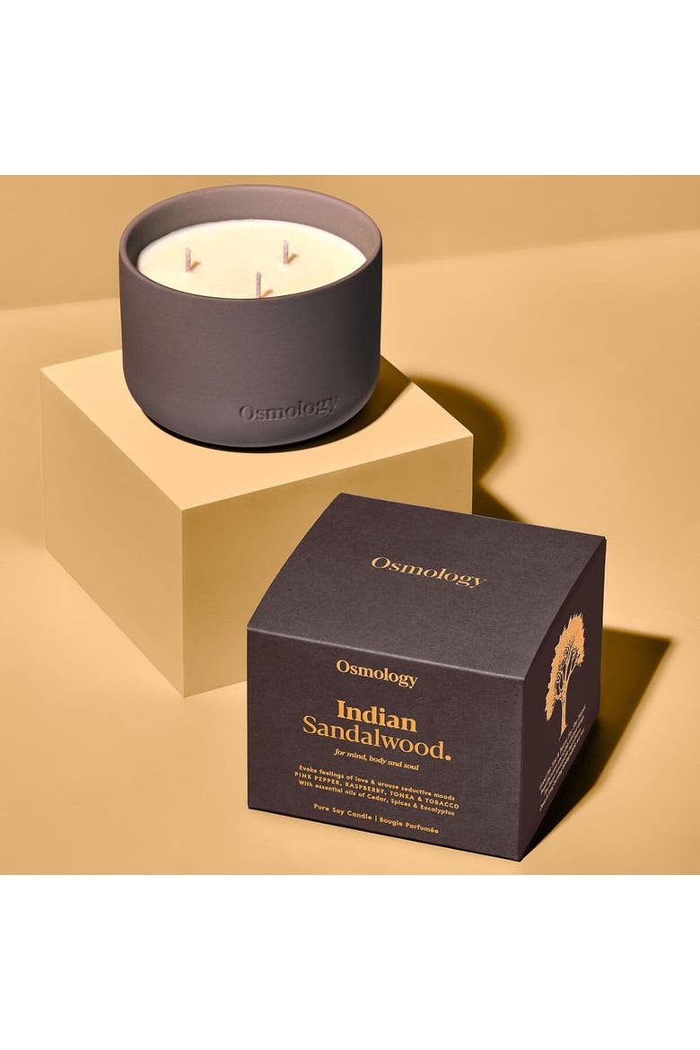 Indian Sandalwood Scented Triple Wick Candle, Alternate, color, black