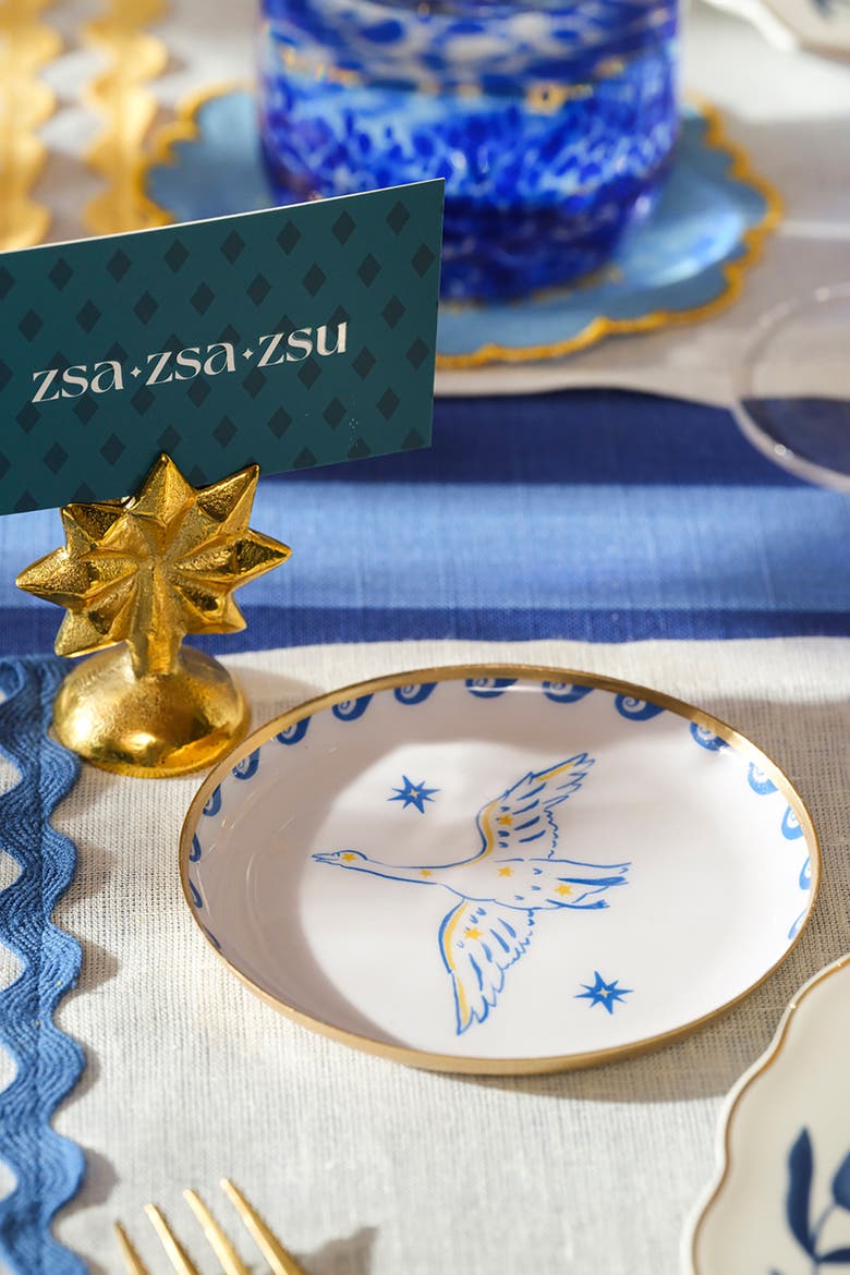 Agra Bird Patterned Round Metal Decorative Tray Set Of 4, Alternate, color, White