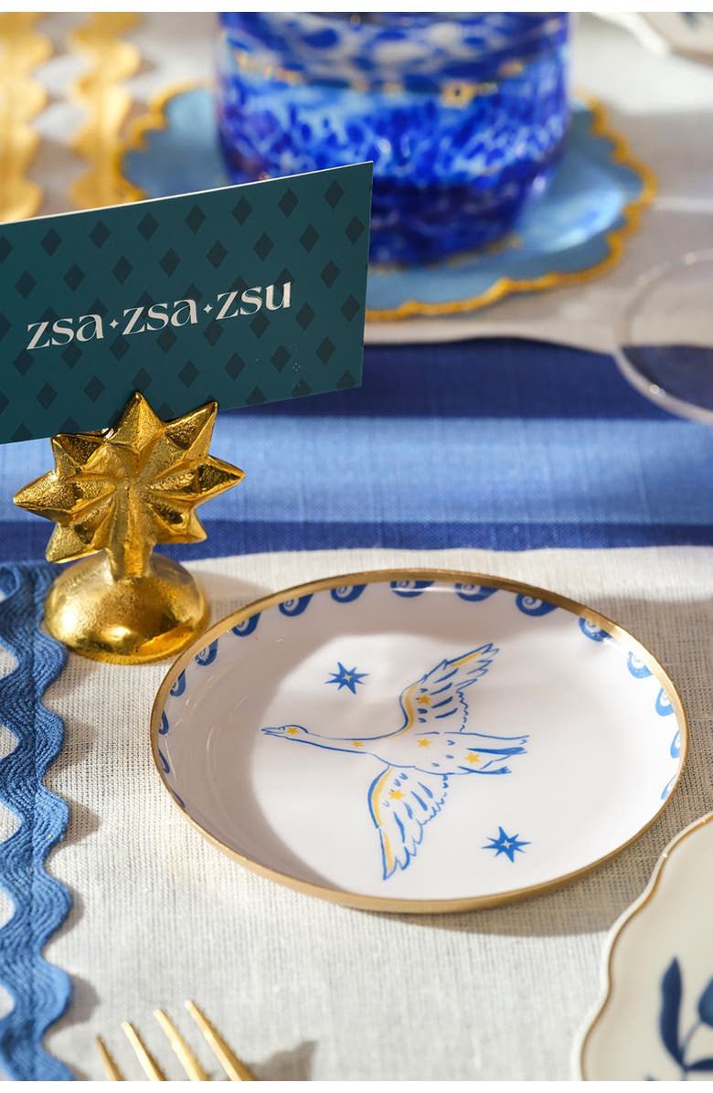 Zsa Zsa Zsu Agra Bird Patterned Round Metal Decorative Tray Set Of 4, Alternate, color, White