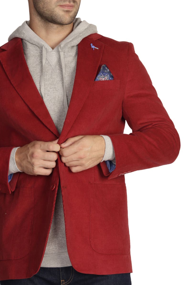 TailorByrd Solid Cotton Corduroy Sportcoat, Alternate, color, Cranberry