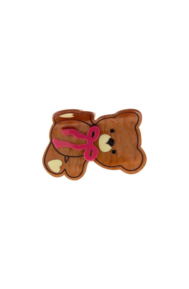 BY ADINA EDEN Honey Bear Bow Claw Clip, Alternate, color, Pink/Brown