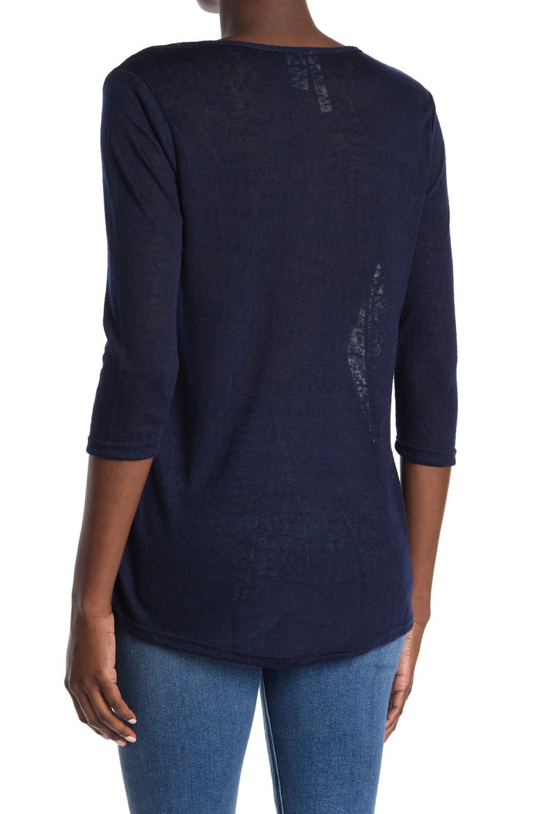 Crochet Lace Trim Tunic, Alternate, color, NAVY