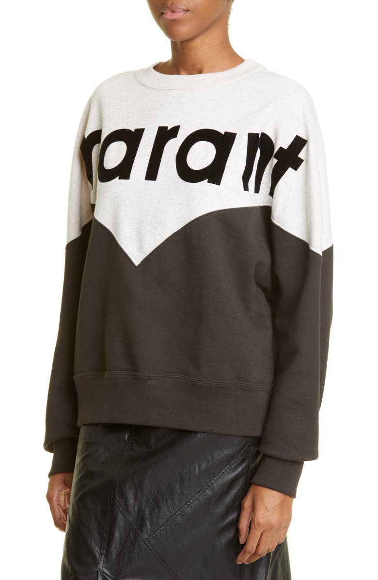 Isabel Marant Étoile Houston Colorblock Cotton Blend Logo Sweatshirt, Alternate, color,