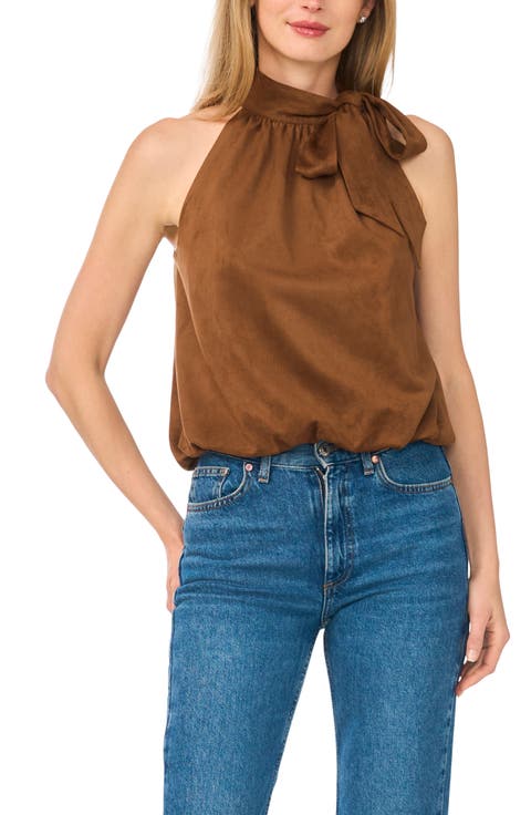 Faux Suede Halter Bubble Top