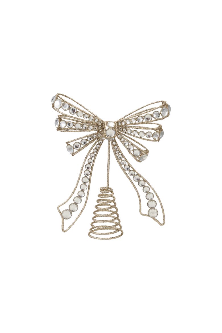 Iron Bow Tree Topper with Acrylic Jewels, Main, color, Champagne Finish