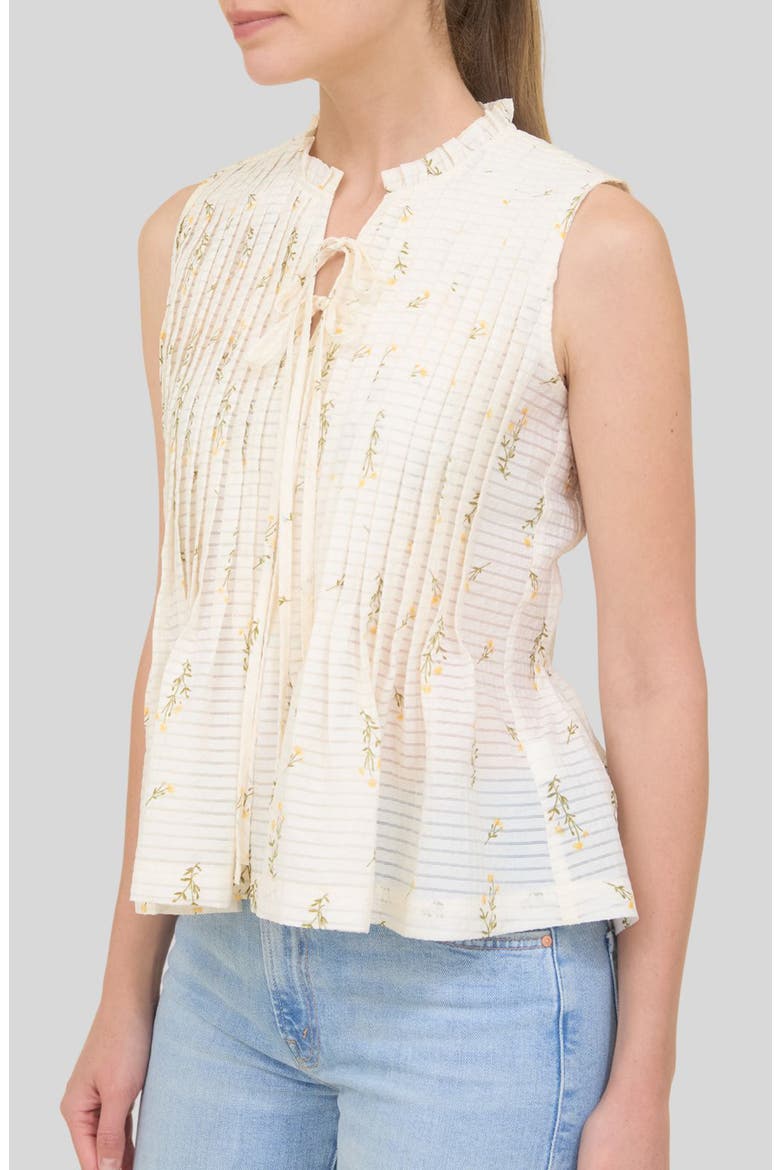 Floral Pleated Top, Alternate, color, IVORY MULTI