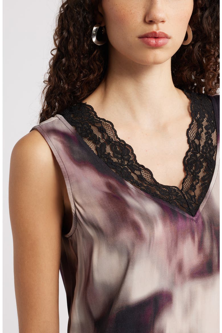 Lace Trim Satin Tank, Alternate, color, BURGUNDY COSMOS