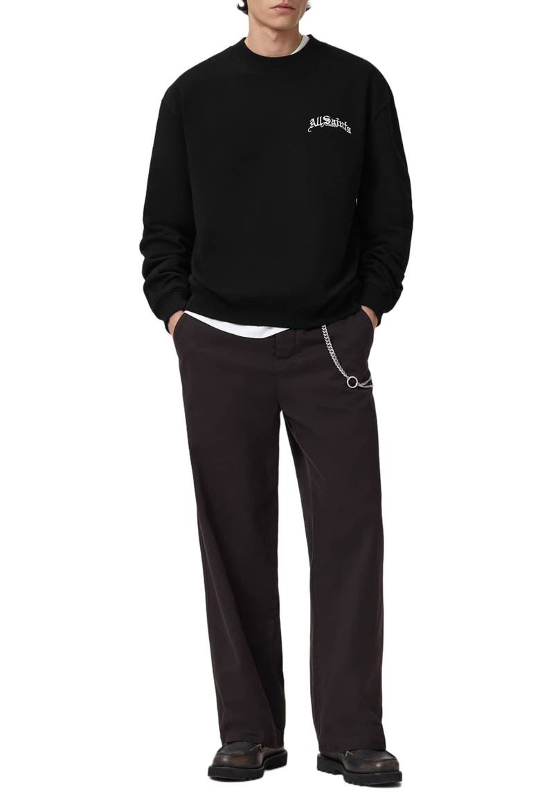 Descent Oversize Embroidered Crewneck Sweatshirt, Alternate, color, WASHED BLACK