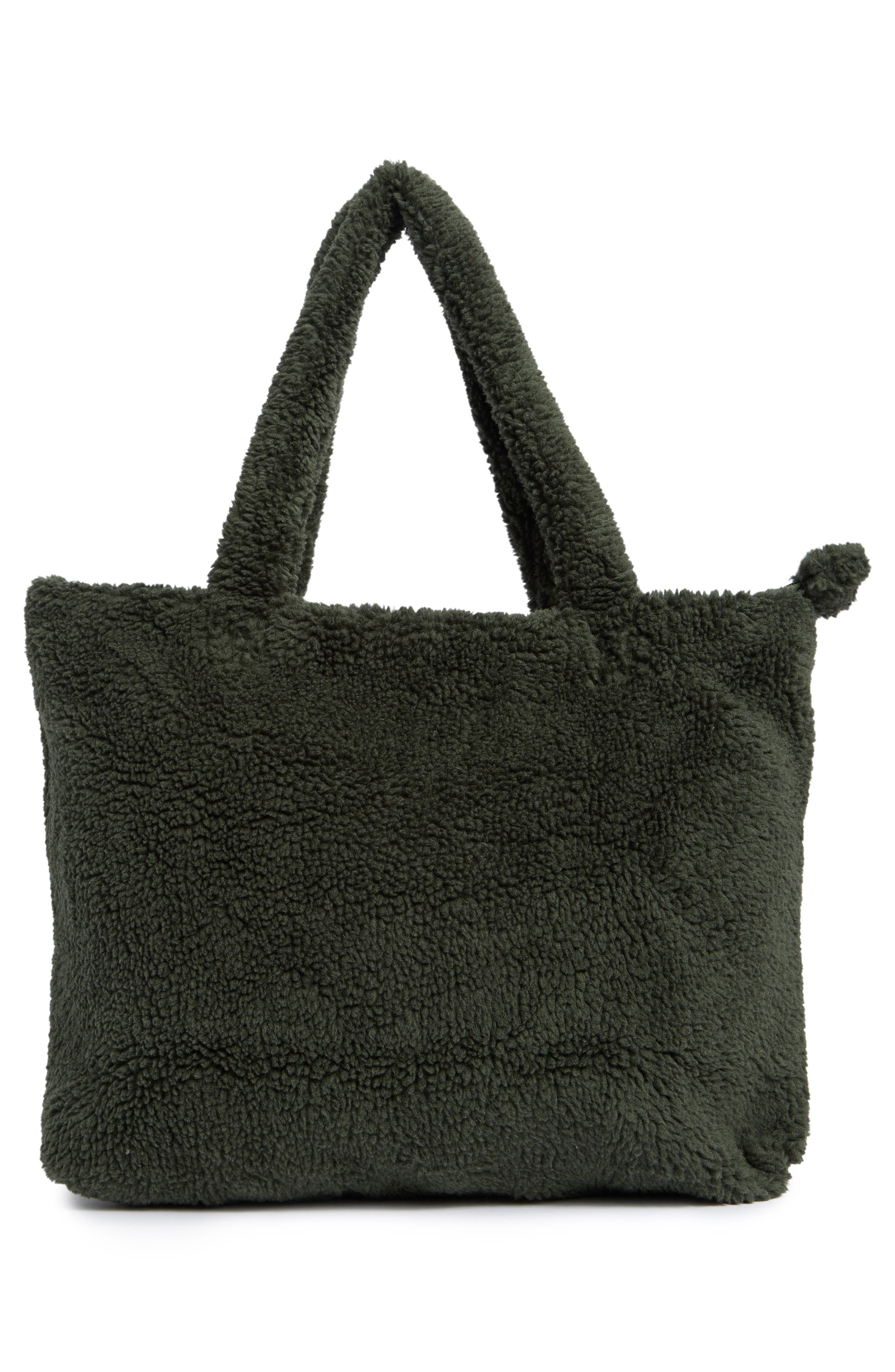 Museum of Peace 
Quiet Wordmark Faux Shearling Tote Bag, Alternate, color, 