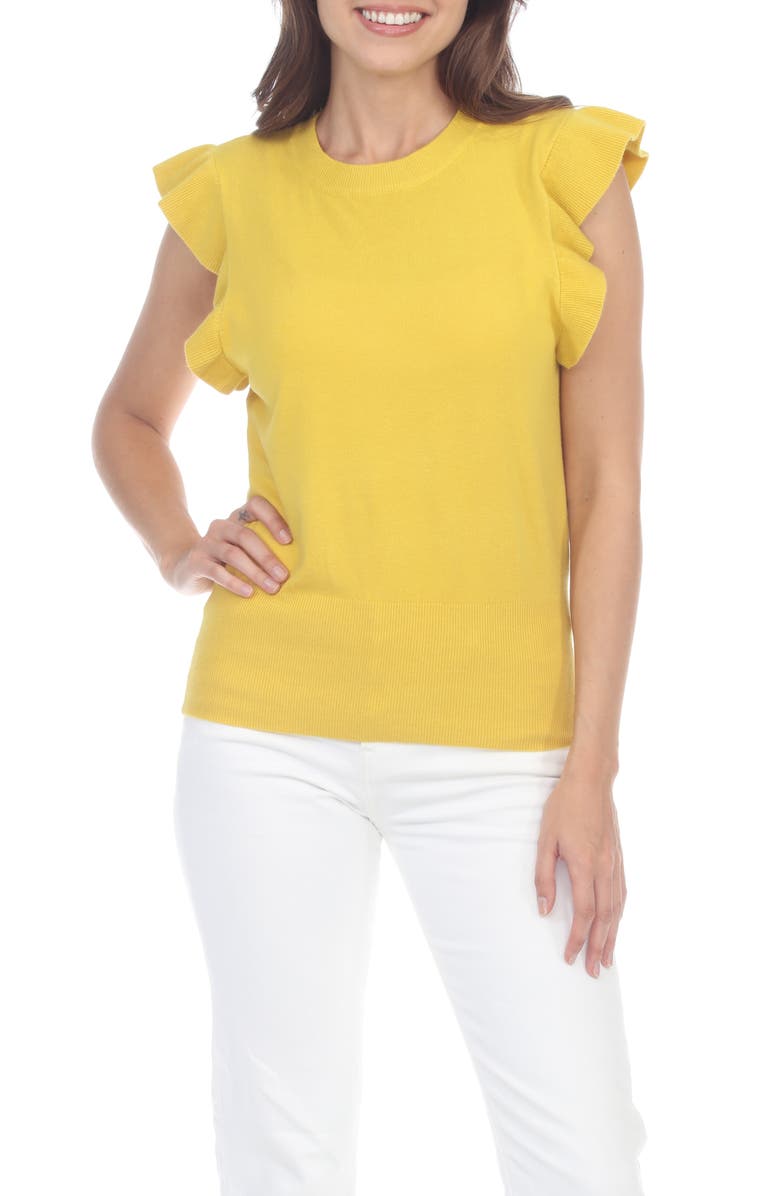 RAIN AND ROSE Flutter Sleeve Sweater Top, Main, color, Yellow