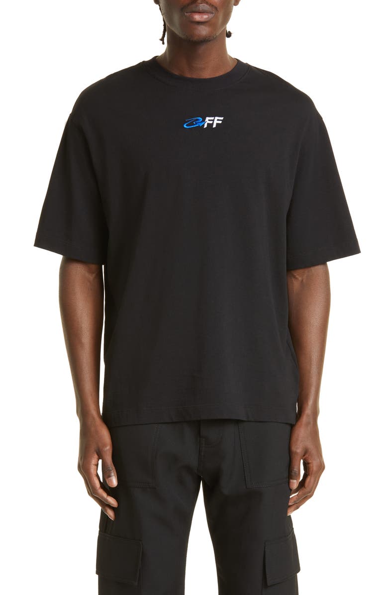 Off-White Skate Fit Exactly The Opposite Embroidered Graphic T-Shirt, Main, color,