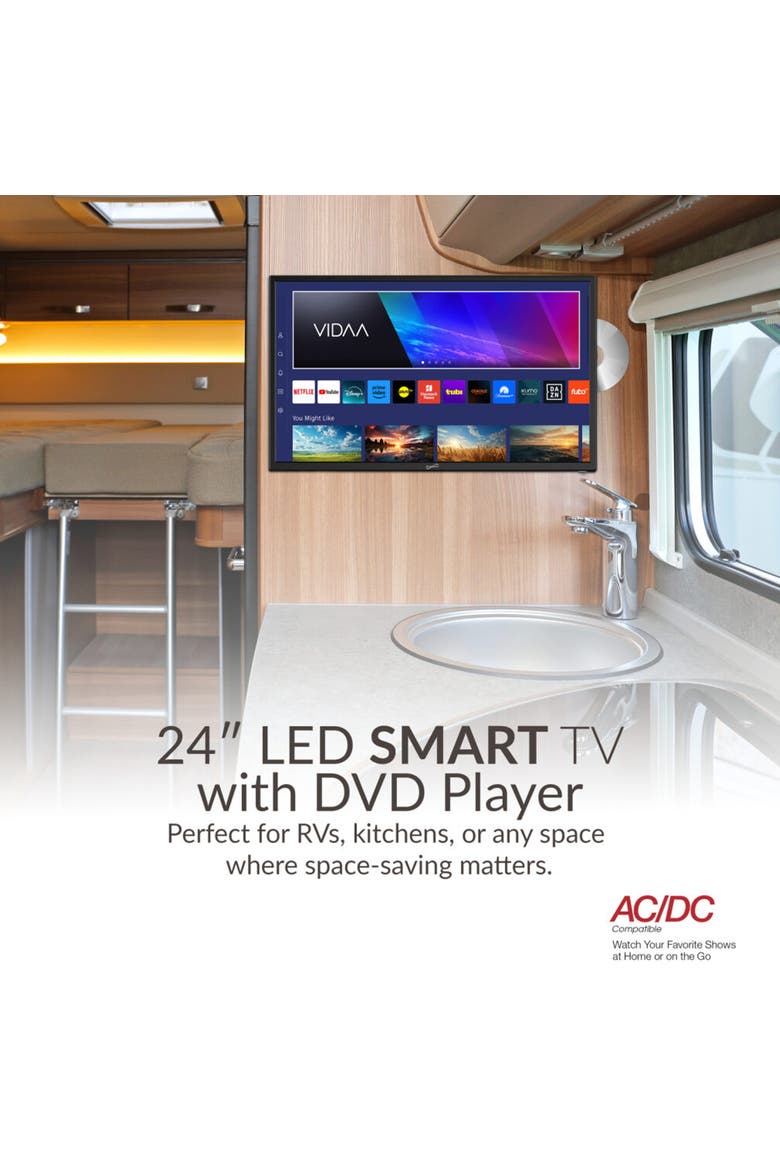 24 Inch LED Smart TV With DVD Player, Alternate, color, Black