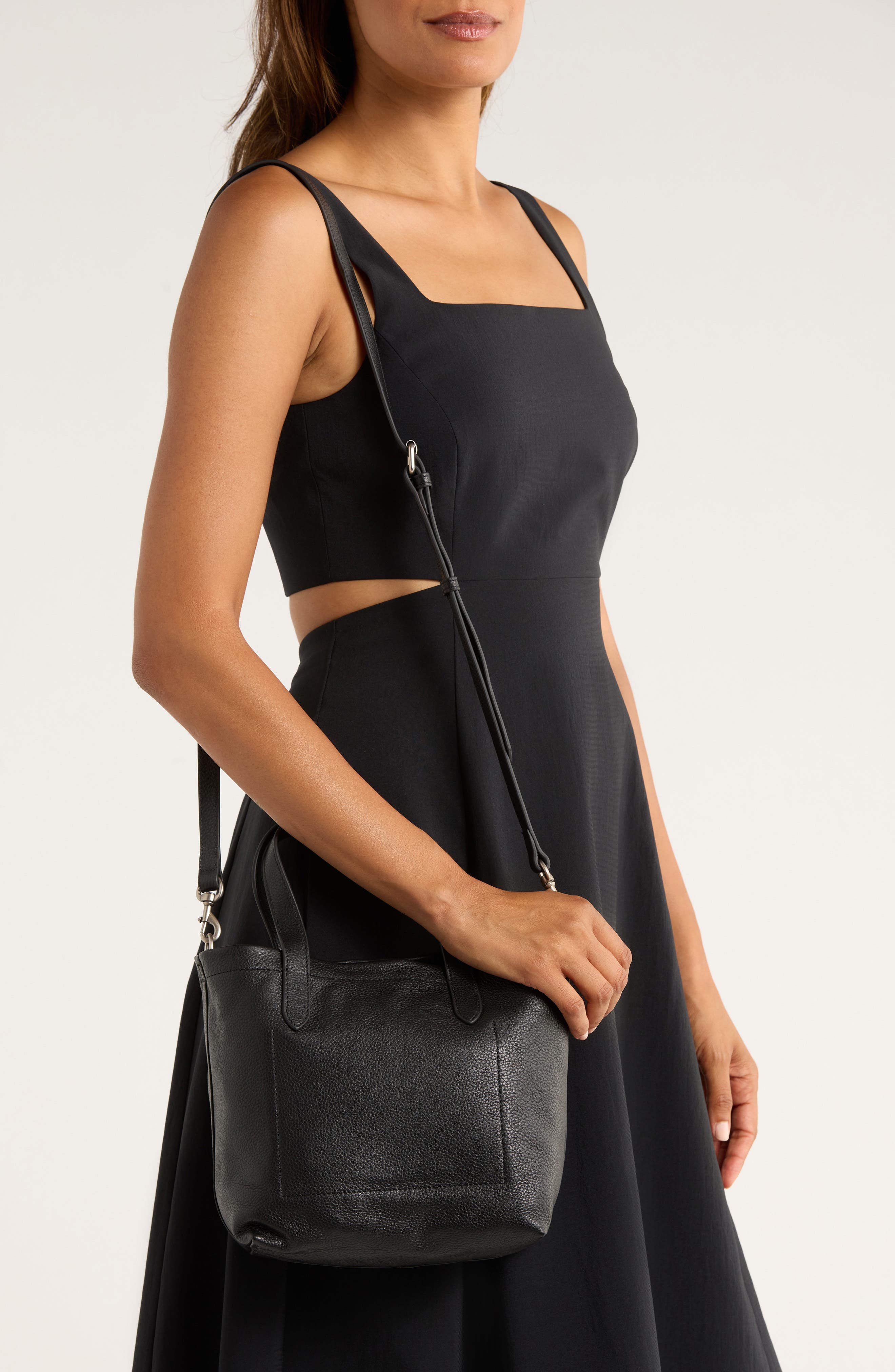 Lucky Brand Anny Mini Leather Tote Bag, Alternate, color, Black