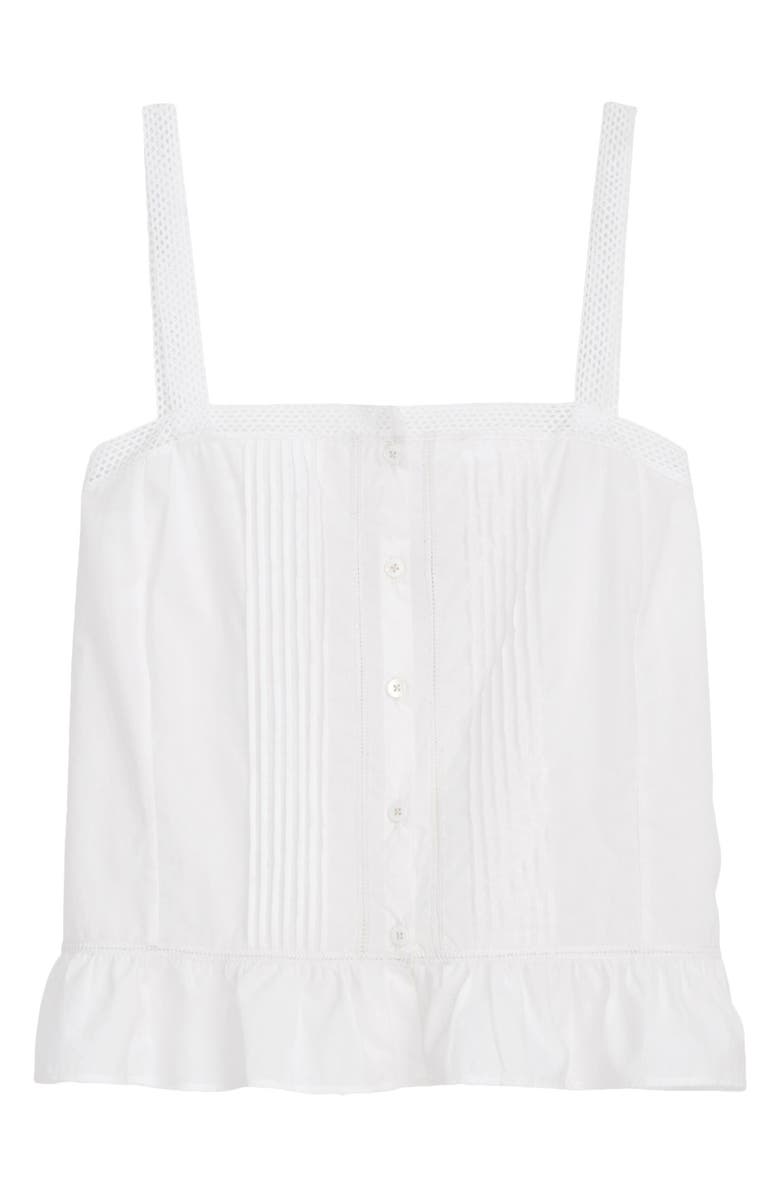 Alex Mill Ruby Pintuck Pleat Cotton Camisole, Alternate, color, White