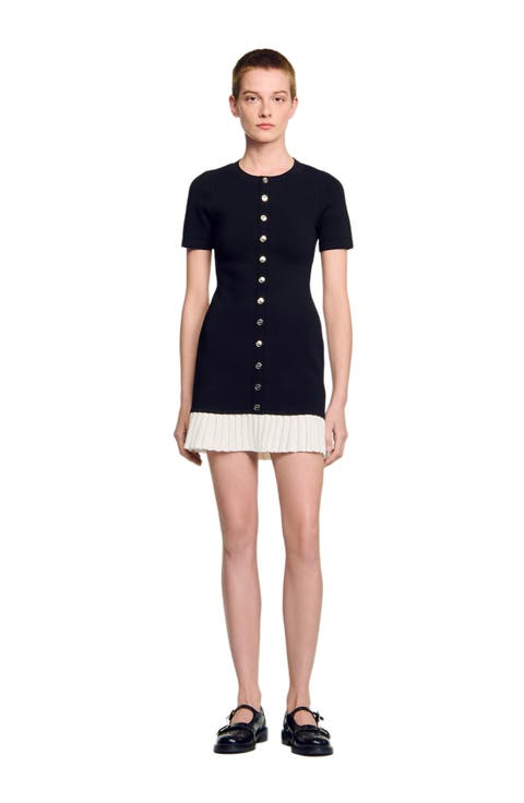 Mini knit dress with ruffle