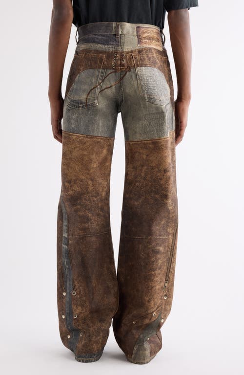 Acne Studios Regular Fit Chaps Trompe L'oeil Jeans In Brown