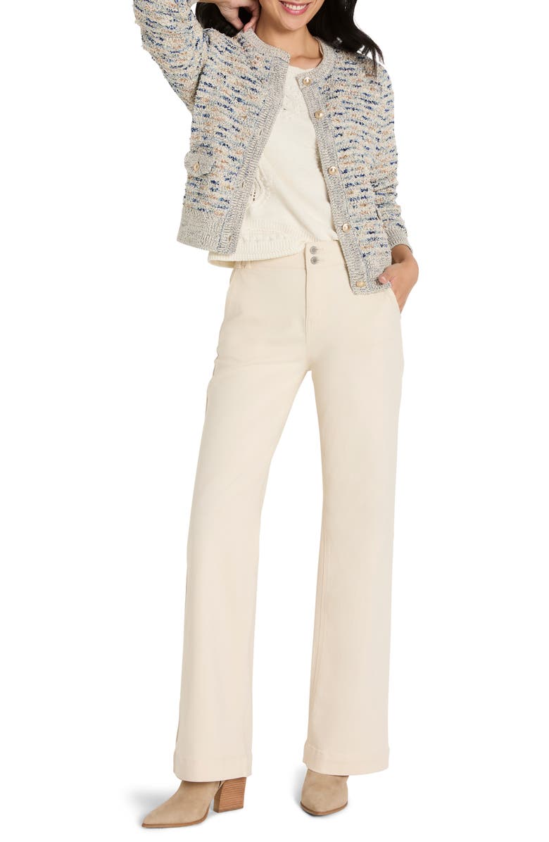 NIC+ZOE Always Shining Metallic Cotton Blend Cardigan, Alternate, color, Ivory/Blue