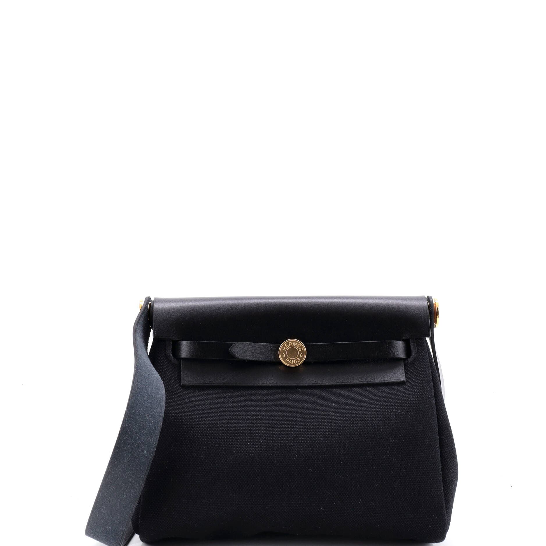 Pre-Owned Hermes Herbag Zip Toile and Leather 20, Main, color, Noir