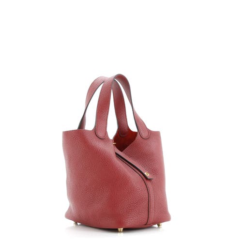 Pre-owned Hermes Hermes Picotin Lock Bag Clemence Pm In Red