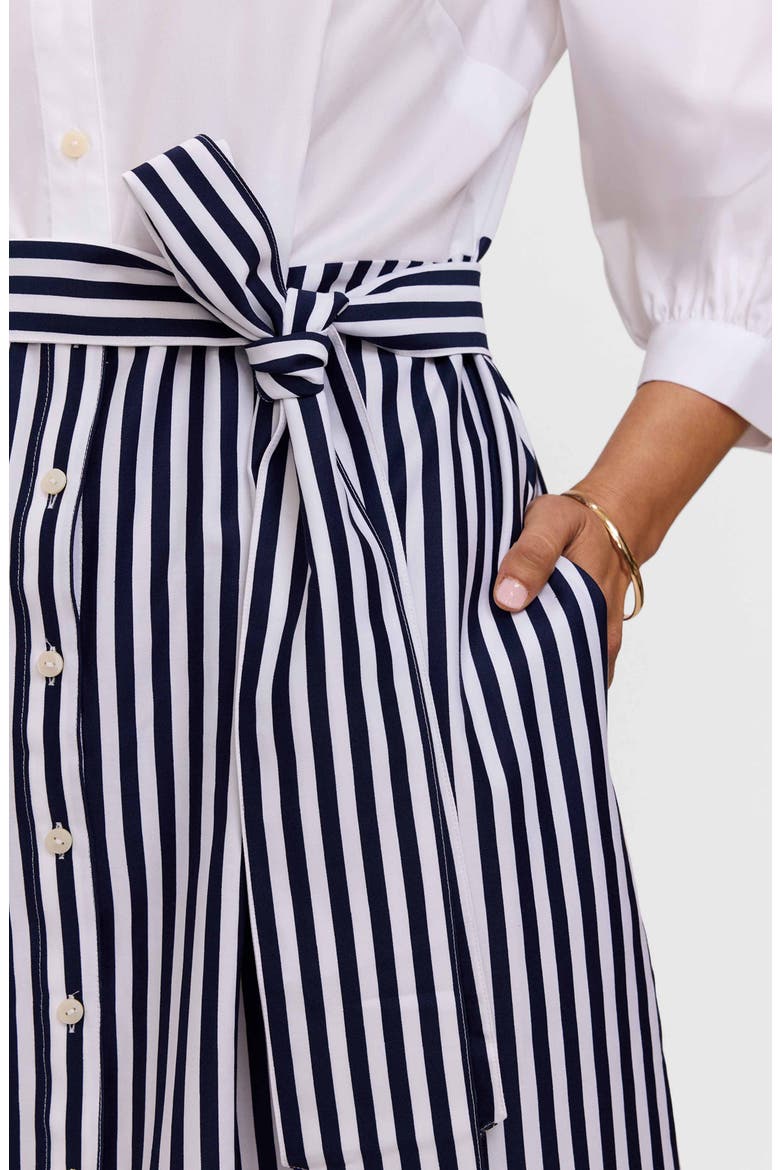 Esther Belted Stripe & Paisley Print Shirtdress, Alternate, color, WHITE MULTI
