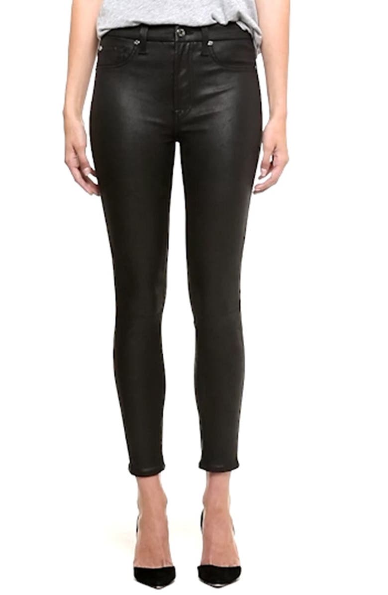 7 For All Mankind <sup>®</sup> High Rise Faux Leather Ankle Skinny Pants, Alternate, color, 