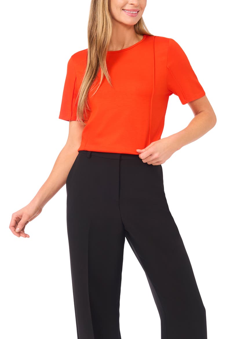 Princess Seam Short Sleeve Top, Main, color, POINCIANA