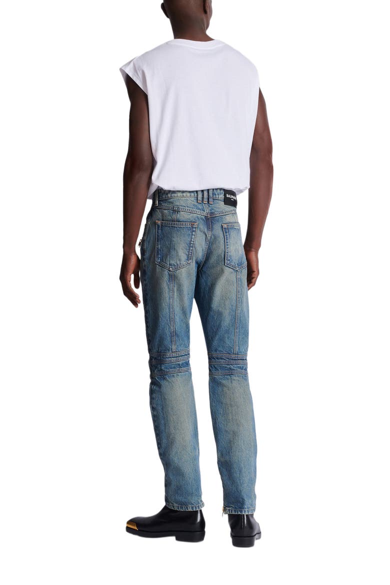 Biker jeans in vintage denim, Alternate, color, blue