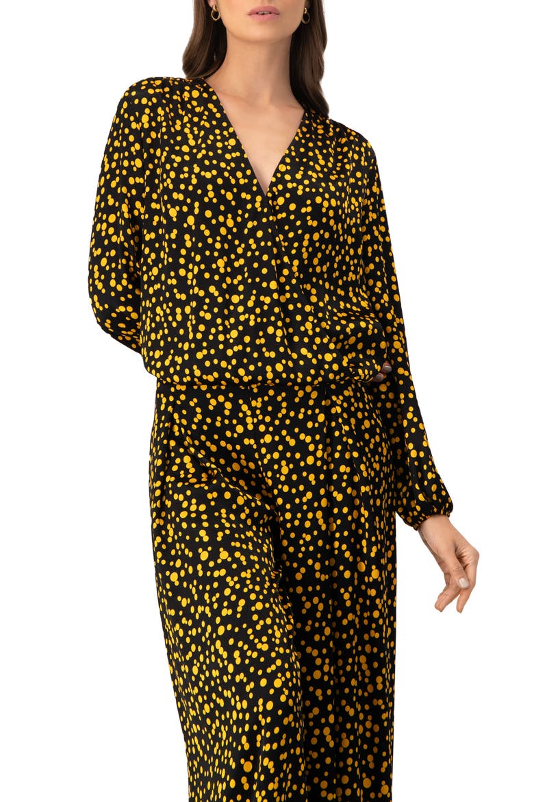 Polka Dot Straight Blouse, Main, color, Black