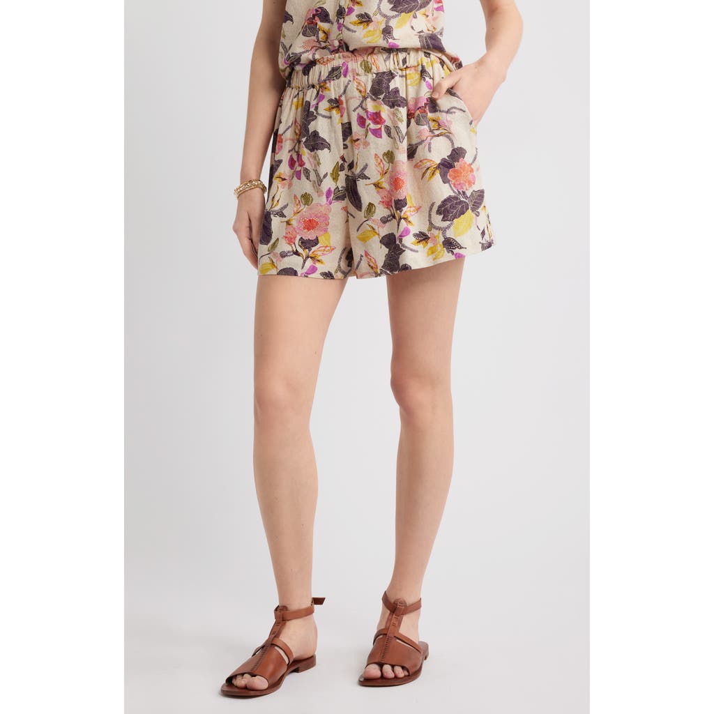 TREASURE & BOND TREASURE & BOND PRINT LINEN BLEND SHORTS