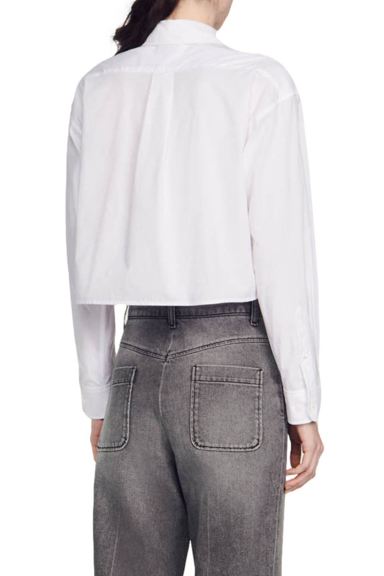 Cropped poplin shirt, Alternate, color, WHITE