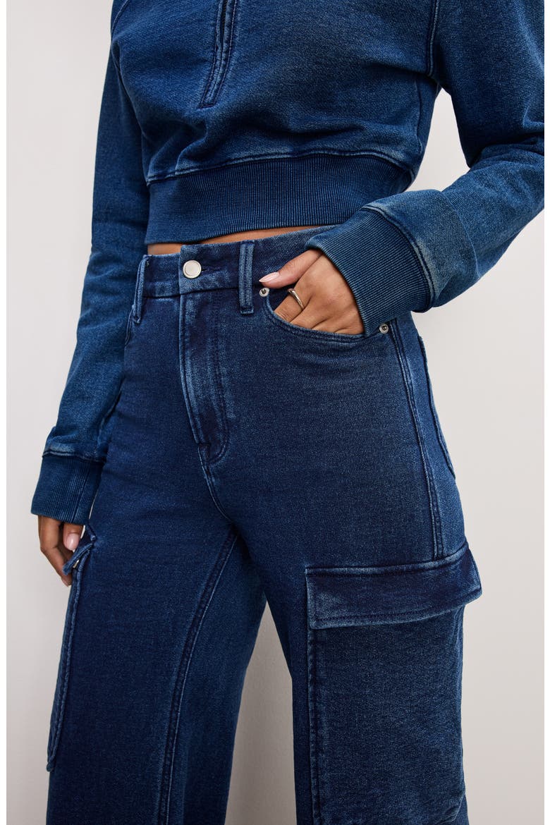 Jeanius Good Skate Wide Leg Cargo French Terry Pants, Alternate, color, INDIGO377